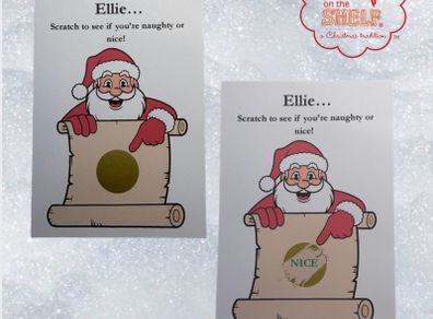Personalised Elf on the Shelf Naughty or Nice scratch to reveal cards