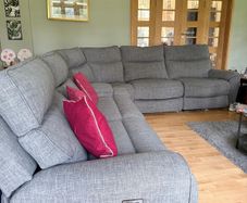 Grey Electric Reclining Sofa + Mila Footstool