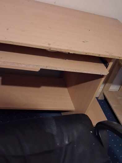 Large Natural Computer Desk without Keyboard Desk & Storage Shelves