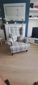 Beautiful Armchair Grey Tartan