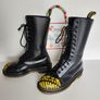 Dr Martens 1914 14 hole 1C14 black yellow foot mid calf boots UK4 EU37 US6 Image 5