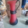 Vintage from the 1990s  Vintage tall heavy Franz Caffrey Aqua Single Handle vessel with copper relief vase/red flower vase/irish artist/irish sculpture Image 4