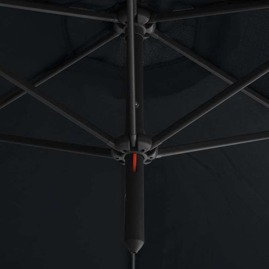 Double Parasol with Steel Pole Black 600 cm