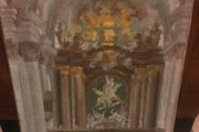 Oil on canvas Church interior 1911 monogrammed