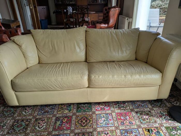 Cream leather sofa