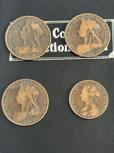 British one penny (3) & a half penny