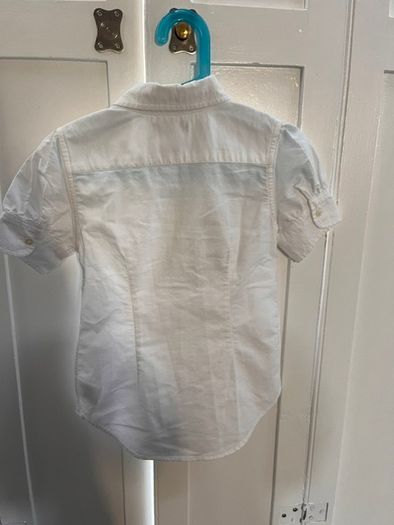 Ralph Lauren White Cotton Oxford Short-Sleeve Girls Shirt