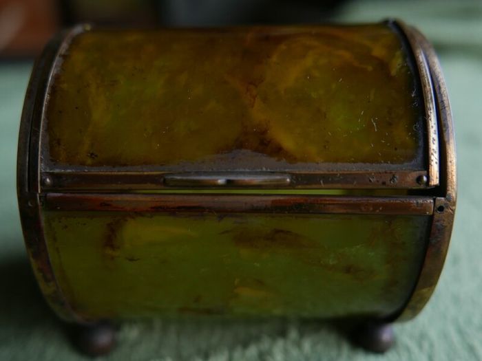 1910-1920 Antique Victorian Collectable Cigarette  Box in a cylindrical design  Exquisite little Ball Feet