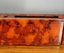 Mid-century Japanese laquered tortoiseshell desk tidy