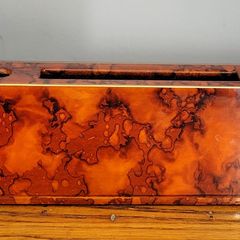 Mid-century Japanese laquered tortoiseshell desk tidy