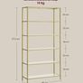 Glass Display Shelf 6 Tier Gold Metal Bookcase Tempered Glass Storage Unit Image 4