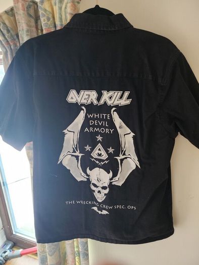 Overkill White Devil Armory Shirt (Size M) Rare Button-Up Metal Merch