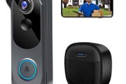 Wireless Video Doorbell Camera with Chime, 1080P Smart WiFi Door Bells Camera, Voice Changer, PIR Motion Detection, 2-Way Audio, Night Vision,Battery Powered, IP66, Works with Alexa &amp; Google Home