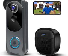 Wireless Video Doorbell Camera with Chime, 1080P Smart WiFi Door Bells Camera, Voice Changer, PIR Motion Detection, 2-Way Audio, Night Vision,Battery Powered, IP66, Works with Alexa & Google Home