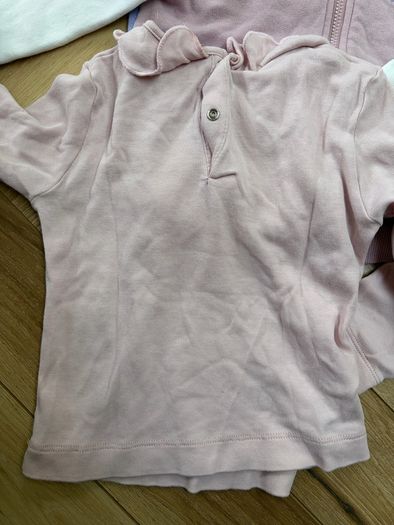 Baby girl casual outfit floral jeans, rose pink top and Benetton hoody 12-18 months