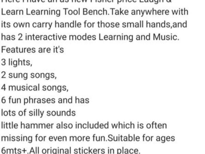 Laugh & Learn Educational Toolbench Fisher Price (196)