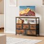 TV Stand Cabinet,TV Table with 5 Fabric Drawers and 2 Open Shelves,TV Unit TV Console Table for Living Room, Bedroom,100 x 80 x 30 cm (Brown) Image 7