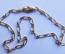 Vintage Solid 9Ct Yellow Gold 375 Figaro link Bangle Bracelet,  length 7.5" - 1,8g