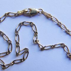 Vintage Solid 9Ct Yellow Gold 375 Figaro link Bangle Bracelet,  length 7.5" - 1,8g