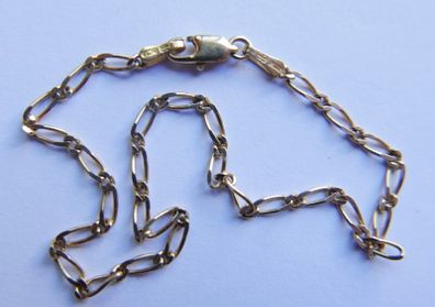 Vintage Solid 9Ct Yellow Gold 375 Figaro link Bangle Bracelet,  length 7.5" - 1,8g