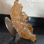 Stunning Vintage Carnival Glass Bowl Marigold on Metal Stand Image 7
