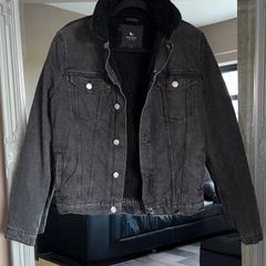 Broken Standard Sherpa Lined Black Denim Jacket M Unisex