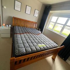 King size wooden sleigh bed