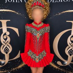 Stunning Red & Gold John Carey Dress