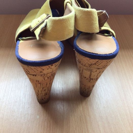 Ladies Clarks Yellow suede High heel Sandals size 5