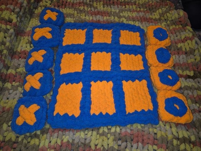 Chunky Knit Tic Tac Toe Game | Sensory Play Mat, Kids Gift | Handmade Soft Play