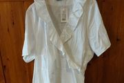 Ladies pure white Zizzi wrapover 100% cotton shirt. New with Tags.