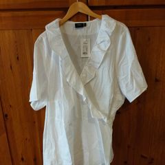 Ladies pure white Zizzi wrapover 100% cotton shirt. New with Tags.
