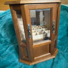Vintage wooden tabletop jewelry armoire