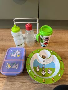 Mixed plates and bottles
