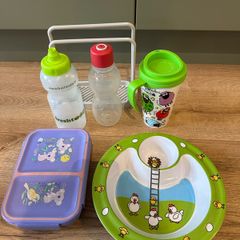 Mixed plates and bottles