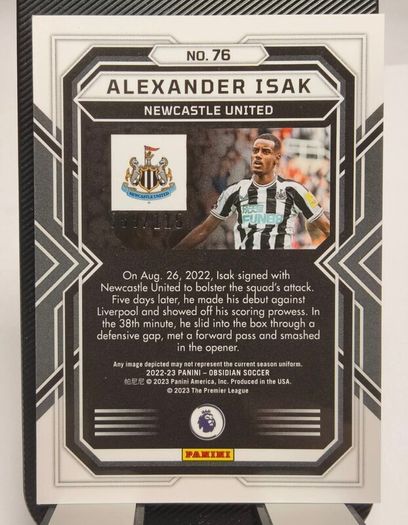 Panini Obsidian #76 Alexander Isak, Newcastle United Silver Etch 059/115