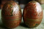 Vintage Decorated Brass Eggs