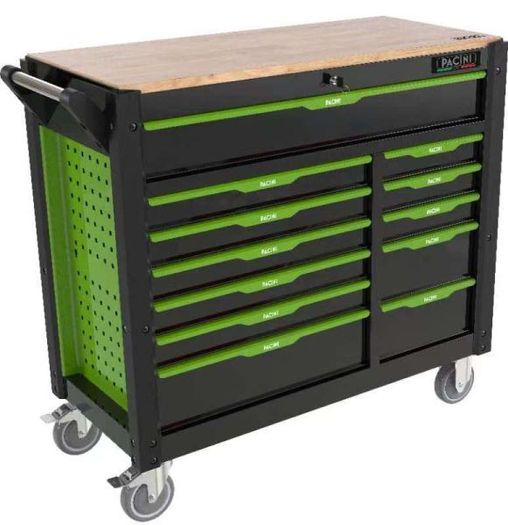 12 Drawer Tool Chest On Strong Castor Wheels & With Tools