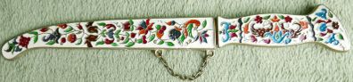 Vintage Brass Enamel Dagger, Enamel Letter Opener, Paper Knife with Case, Home, and Office Decor, Unique Coloured Letter Opener.