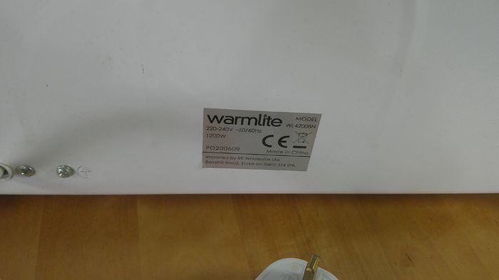 Brand New Warmlite WL42008N Radiant 2 Bar Electric Heater (1200W) - Unused Boxed