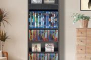 Media Storage Cabinet, 5-layer DVD Shelf Holds up to 240 CDs, Adjustable CD Shelves, Protects &amp; Organizes Music, Movie, Video Games or Memorabilia Collections