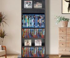 Media Storage Cabinet, 5-layer DVD Shelf Holds up to 240 CDs, Adjustable CD Shelves, Protects & Organizes Music, Movie, Video Games or Memorabilia Collections