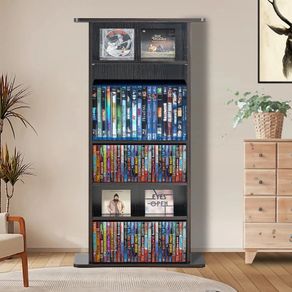 Media Storage Cabinet, 5-layer DVD Shelf Holds up to 240 CDs, Adjustable CD Shelves, Protects & Organizes Music, Movie, Video Games or Memorabilia Collections