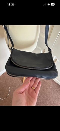 Caroll navy leather crossbody bag