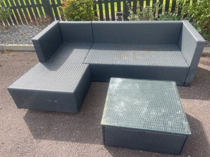 Beautiful Sturdy Polyrattan L Shaped Garden Patio Seating & Table Set - Can Deliver