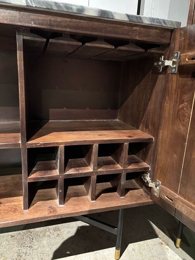 Solid wood bar cabinet with marble top