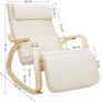 _Rocking chair in birch wood, Rocking chair with footrest adjustable to 5 heights, cotton cover, load capacity 150 kg, for living room, bedroom, Beige Image 5