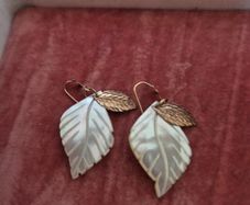 Vintage Mother of Pearl leaf earrings