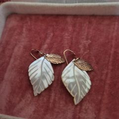 Vintage Mother of Pearl leaf earrings