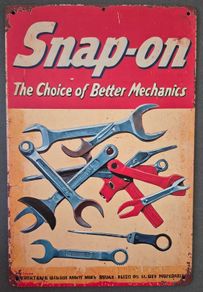 Vintage Style  Metal Sign. Snap-on tools advertisement.